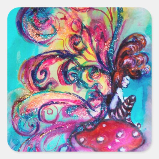 Sticker Carré Petit Elfe de Champignons (Devant)