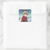 Sticker Carré Petit elfe de Noël mignon  (Sac)