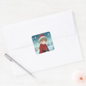 Sticker Carré Petit elfe de Noël mignon  (Enveloppe)