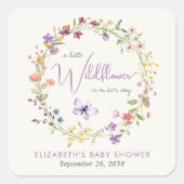 Sticker Carré Petit Fleur sauvage Aquarelle Bébé Fille Douche (Devant)