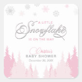 Sticker Carré Petit flocon d'hiver Baby Shower  (Devant)