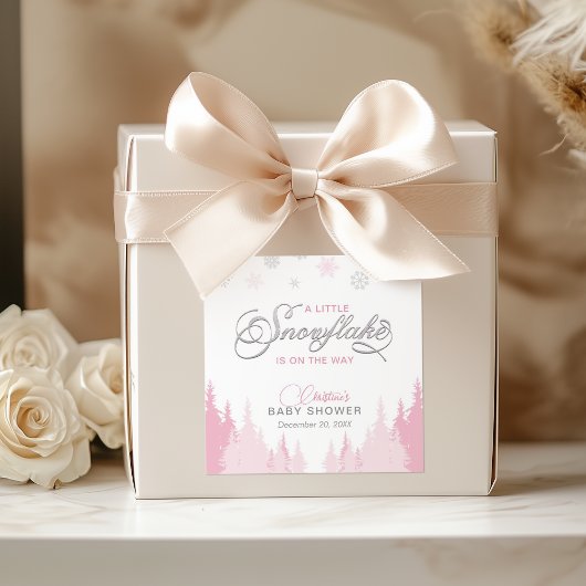 Sticker Carré Petit flocon d'hiver Baby Shower 