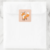 Sticker Carré Petit Fox mignon sur Peach (Sac)