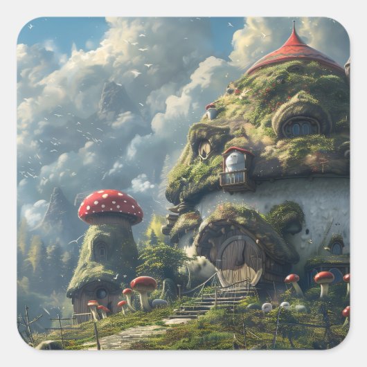 Sticker Carré Petit gnome, champignon (Devant)