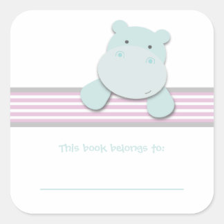 Sticker Carré Petit Hippo {Rose} | Plaques