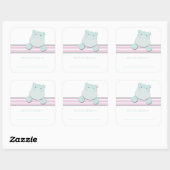 Sticker Carré Petit Hippo {Rose} | Plaques (Feuille)