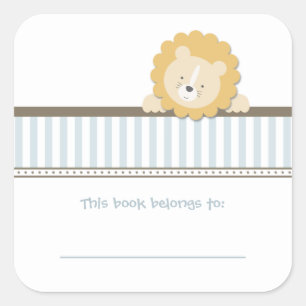 Sticker Carré Petit lion {Bleu} Plaques