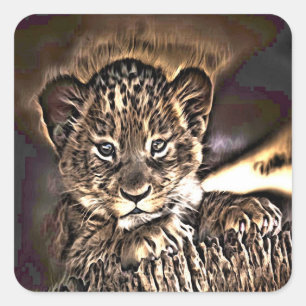 Sticker Carré Petit lionceau