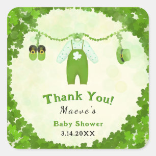 Sticker Carré Petit Lucky One Shamrock Baby shower de tenue bébé