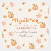 Sticker Carré Petit Merci Floral Citrouille Anniversaire (Devant)