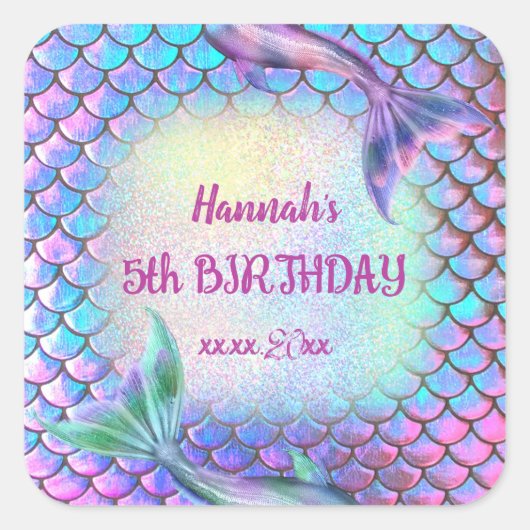 Sticker Carré petit motif de sirène (Devant)