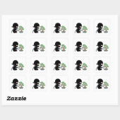 Sticker Carré Petit Ninja arrosage Bonsai Tree (Feuille)