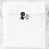 Sticker Carré Petit Ninja arrosage Bonsai Tree (Sac)