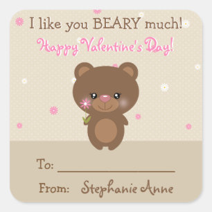 Sticker Carré Petit Ours doux