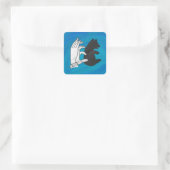 Sticker Carré Petit Ours Ombre Sur Bleu (Sac)