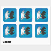 Sticker Carré Petit Ours Ombre Sur Bleu (Feuille)