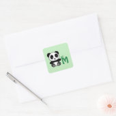 Sticker Carré Petit panda mignon avec Monogramme à bâtonnet de b (Enveloppe)