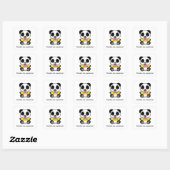 Sticker Carré Petit Panda mignon sur blanc (Feuille)