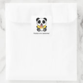 Sticker Carré Petit Panda mignon sur blanc (Sac)