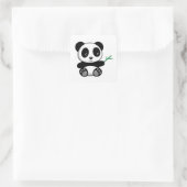 Sticker Carré Petit Panda mignonne avec bâton en bambou (Sac)