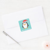 Sticker Carré Petit pingouin mignon avec le chapeau de Noël (Enveloppe)