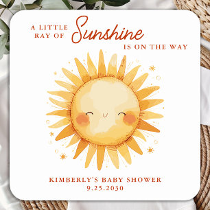Sticker Carré Petit Rayon de Soleil Bohème Mignon Shower de Bébé