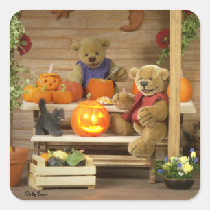 Sticker Carré Petit temps de Halloween d'ours