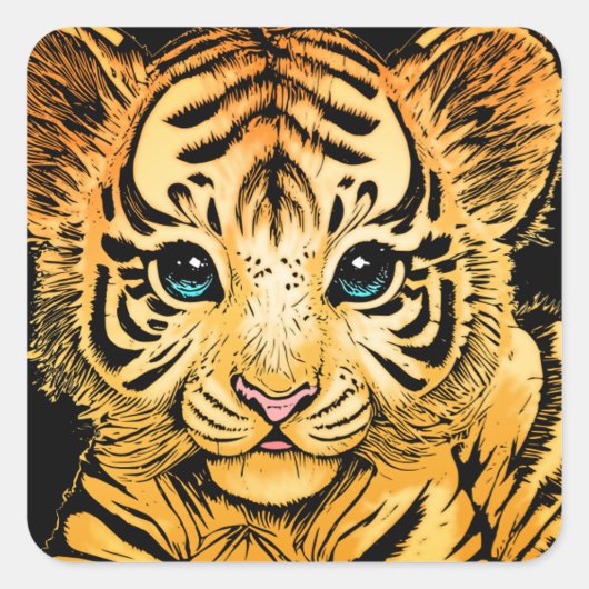 STICKER CARRÉ PETIT TIGER (Devant)