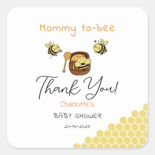 Sticker Carré Petite abeille à miel mignonne avec Baby shower de