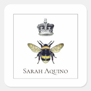 Sticker Carré Petite abeille et couronne