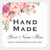 Sticker Carré Petite aquarelle rose à la main (Devant)