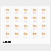 Sticker Carré Petite Baby shower Pêche Fruits mignons (Feuille)