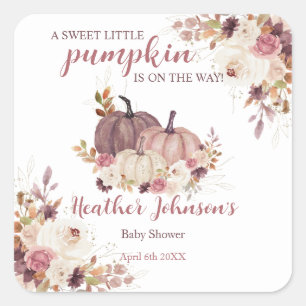 Sticker Carré Petite Citrouille douce Invitation Baby shower d'a