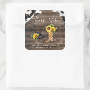 Sticker Carré Petite Cowgirl Cadeau de Remerciement pour Baby