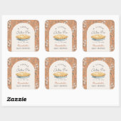 Sticker Carré Petite Cutie Pie Orange Floral Girl Baby shower (Feuille)
