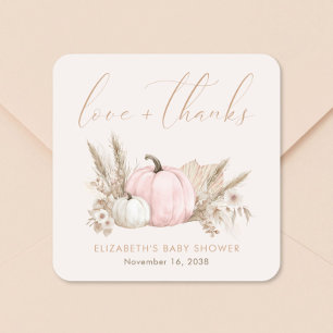 Sticker Carré Petite Fête de Bébé Fille Citrouille d'Automne Mer