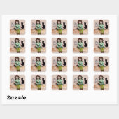 Sticker Carré Petite fille avec chats (Feuille)