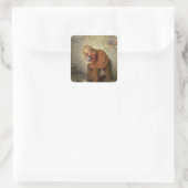 Sticker Carré Petite fille avec un lapin (Sac)