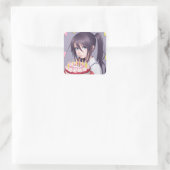 Sticker Carré Petite fille d'anniversaire Anime (Sac)