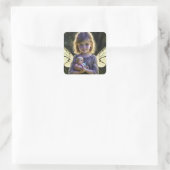 Sticker Carré Petite fille fée éthérée mignonne avec poupée (Sac)