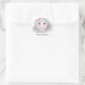 Sticker Carré petite fille mignonne éléphant ajouter du texte n' (Sac)