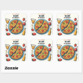 Sticker Carré petite nourriture garçon fille ado pizza premier 1 (Feuille)