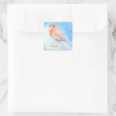 Sticker Carré Petite peinture à l'aquarelle Robin (Sac)
