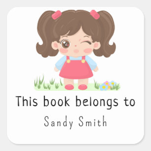 Sticker Carré Petite petite fille - Ce livre appartient à