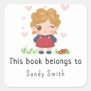 Sticker Carré Petite petite fille - Ce livre appartient à
