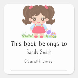 Sticker Carré Petite petite fille - Ce livre appartient au messa