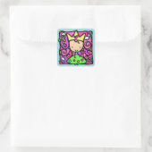 Sticker Carré Petite petite fille molle princesse coeur de couro (Sac)