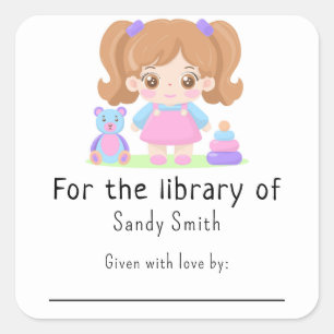 Sticker Carré Petite petite fille - Pour la bibliothèque de