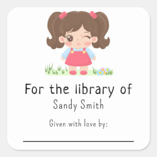 Sticker Carré Petite petite fille - Pour la bibliothèque de