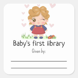 Sticker Carré Petite petite fille - Première bibliothèque de béb